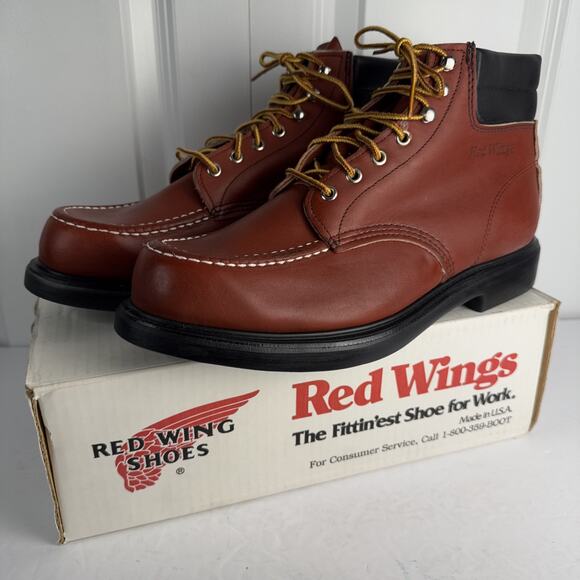Red Wing 204 Moc Toe Super Sole Boot Men's Size 12 C Red Black Vintage NWB